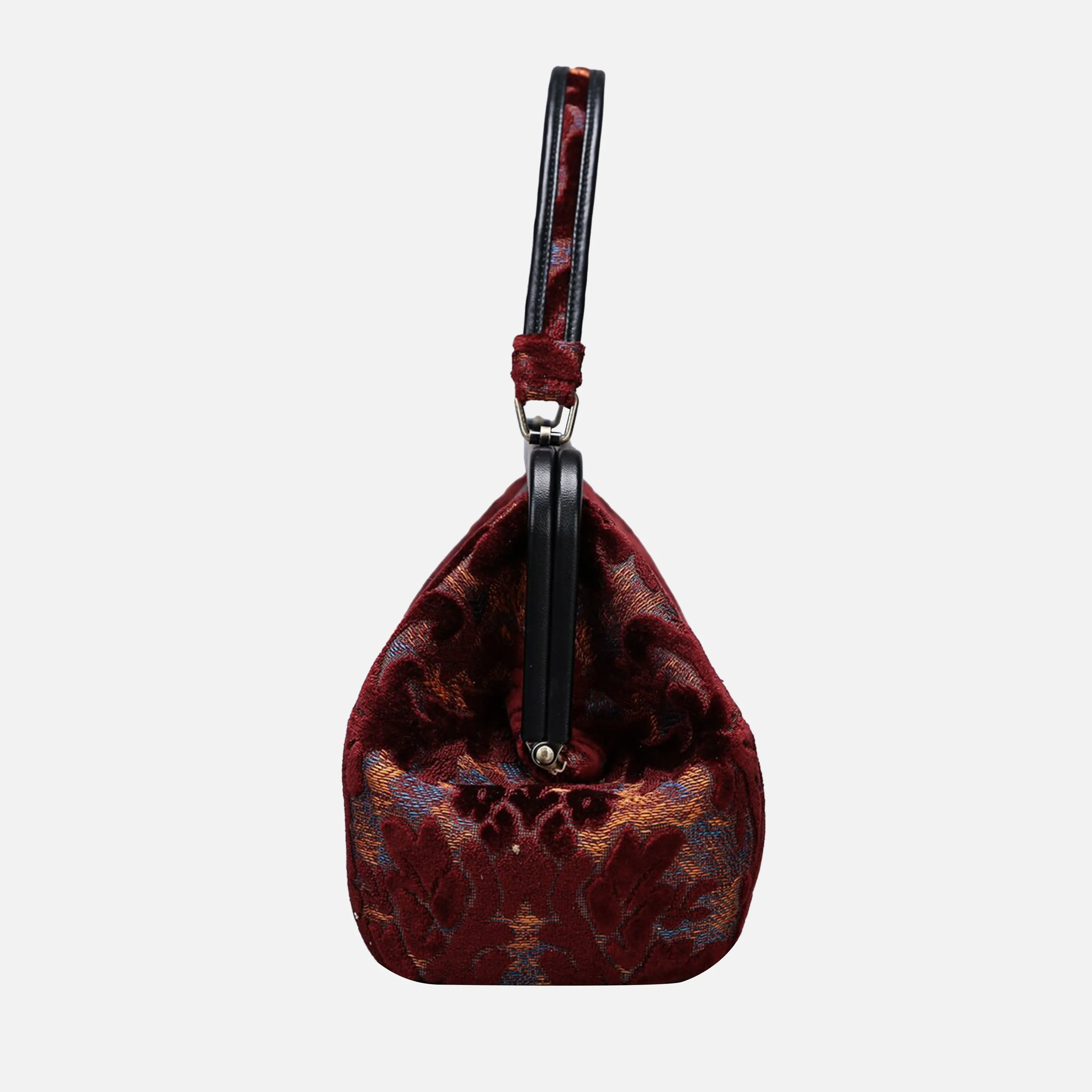 Burnout Velvet Wine Top Handle Purse