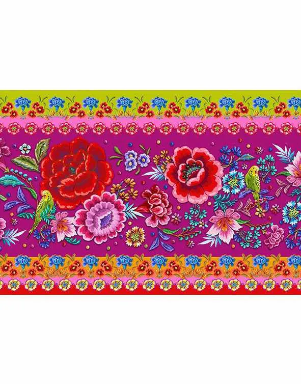 Pink Andalous Velvet Border from Odile Bailloeul