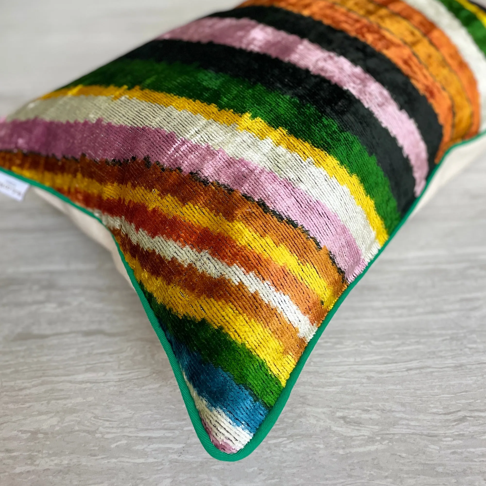 Velvet Ikat Cushion Rainbow | Velvet Ikat Pillow Rainbow