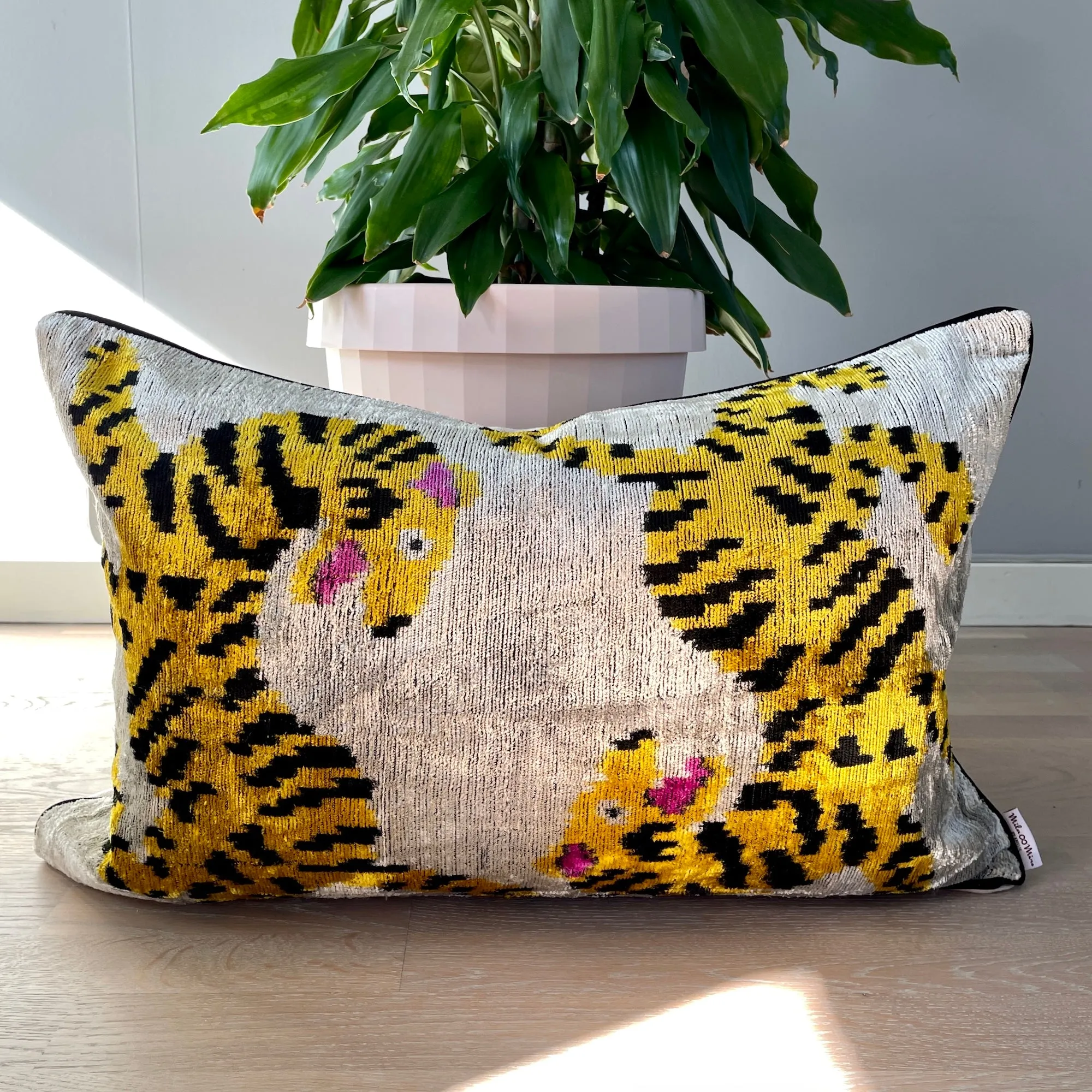 Velvet Ikat Cushion Tigers | Velvet Ikat Pillow Tigers